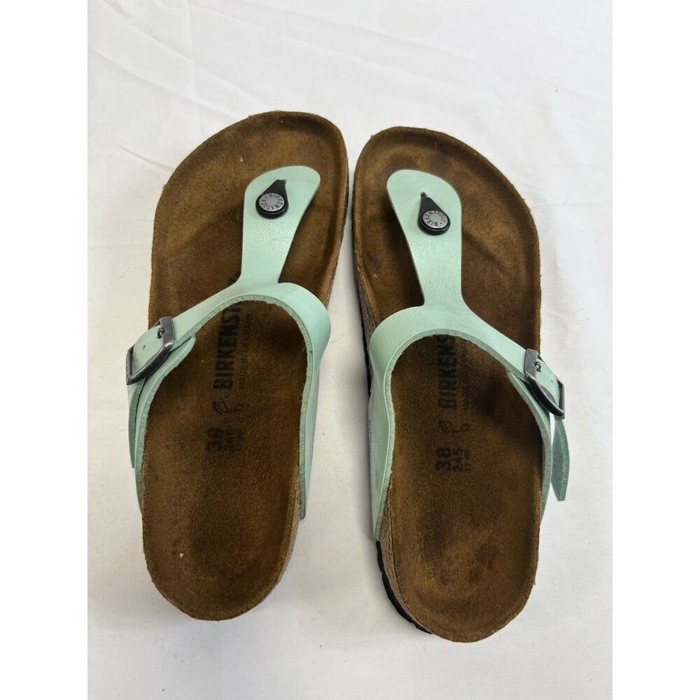 Birkenstock Pearl Green Women 38 Gizeh Slip On Thongs  Flat Sandal Shoes. 💚 - Picture 6 of 10